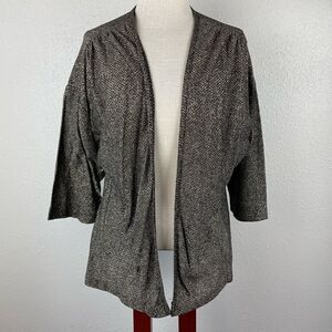 LA Reaction Black & Gold Metallic Cardigan Style Top Size M EUC